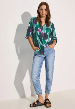 Gedessineerde seersucker blouse