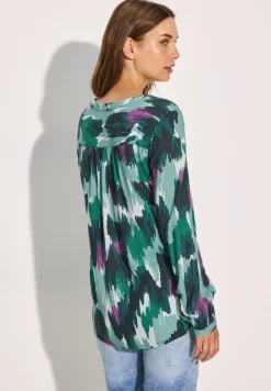 Gedessineerde seersucker blouse