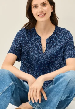 Gedessineerde blouse met gespleten hals