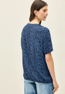 Gedessineerde blouse met gespleten hals
