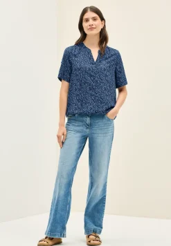 Gedessineerde blouse met gespleten hals
