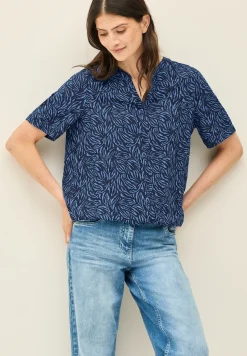 Gedessineerde blouse met gespleten hals