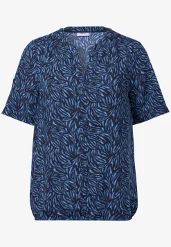 Gedessineerde blouse met gespleten hals