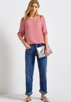 Gemêleerde blouse met ronde hals