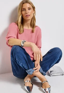 Gemêleerde blouse met ronde hals