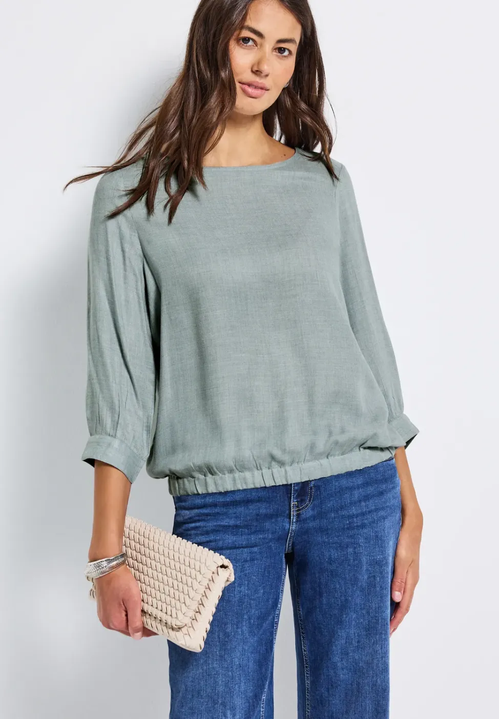 Gemêleerde blouse met ronde hals