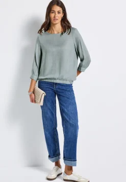 Gemêleerde blouse met ronde hals