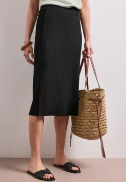 Geribde midirok met elastische tailleband