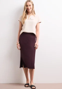 Geribde midirok met elastische tailleband