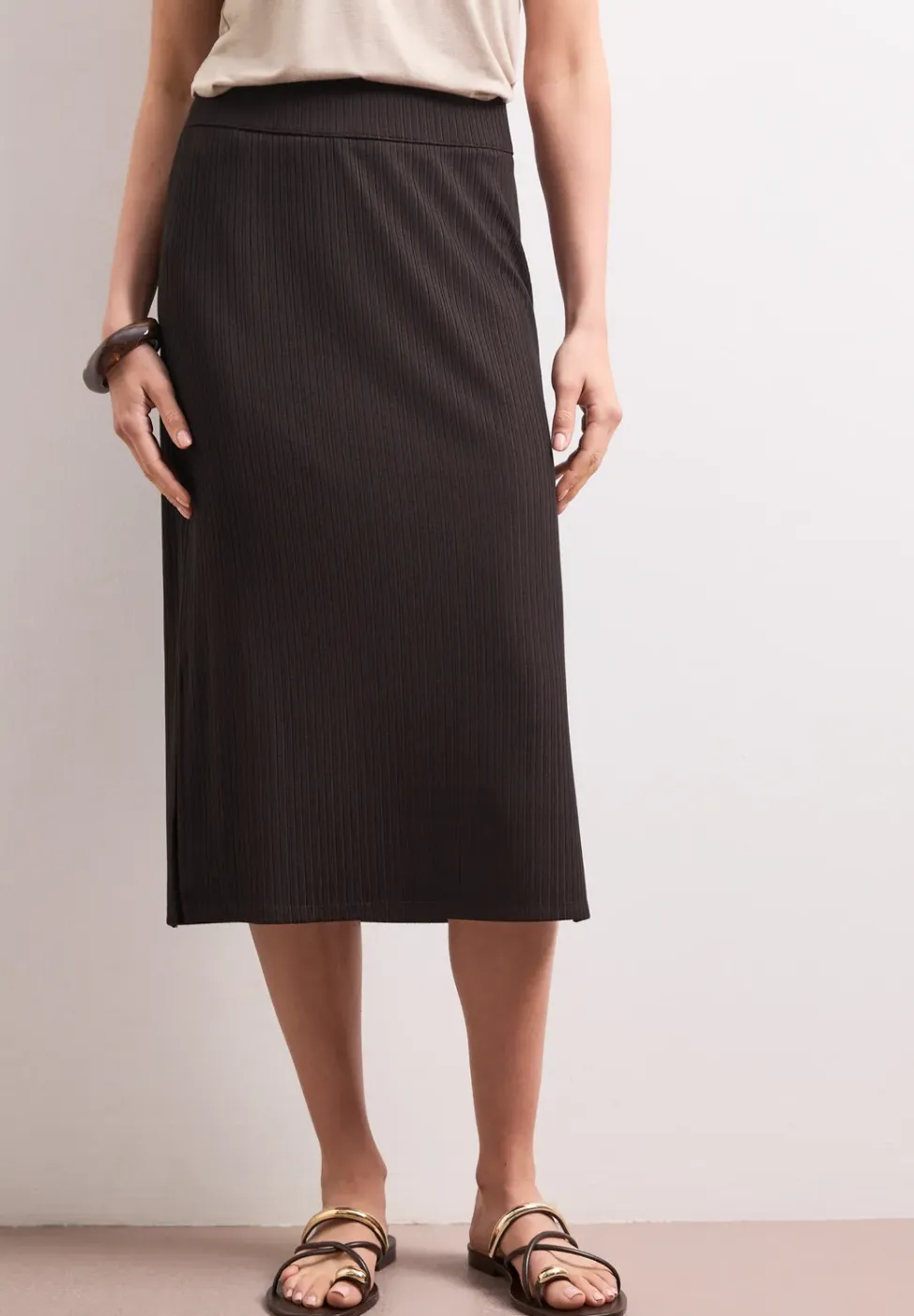 Geribde midirok met elastische tailleband