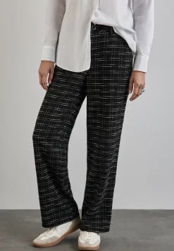 Geruite bouclé broek