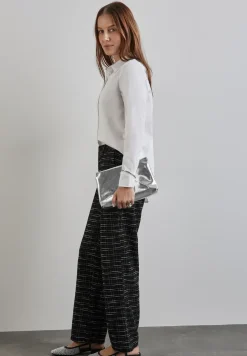 Geruite bouclé broek