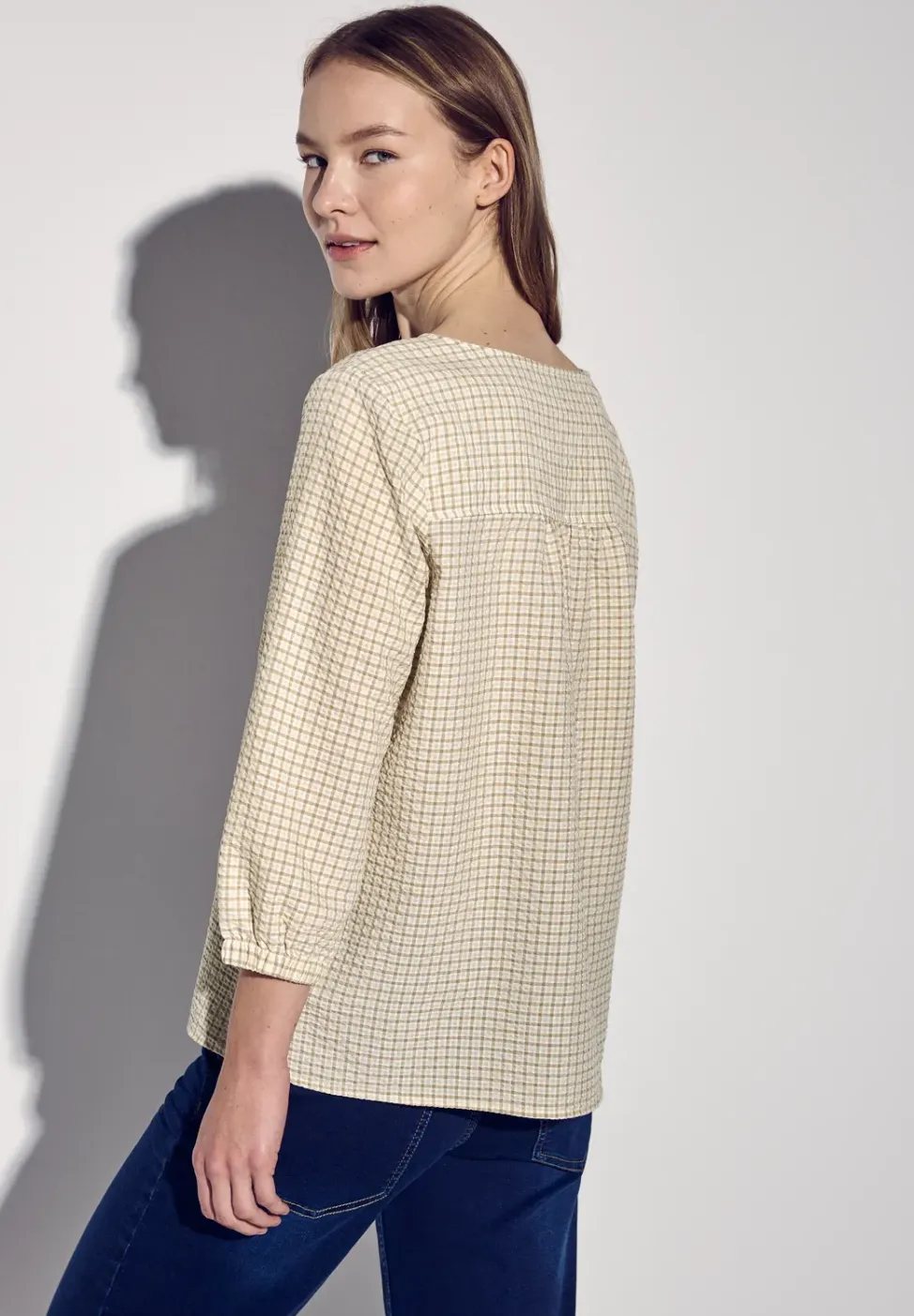 Geruite seersucker blouse