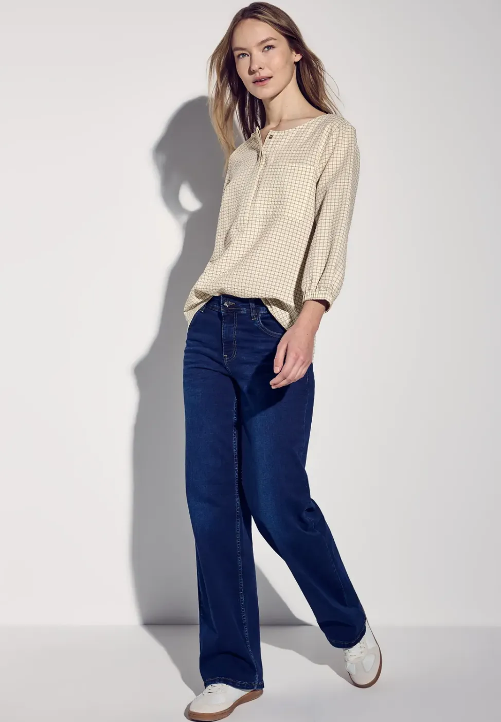 Geruite seersucker blouse