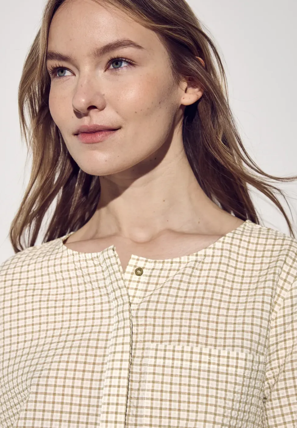 Geruite seersucker blouse