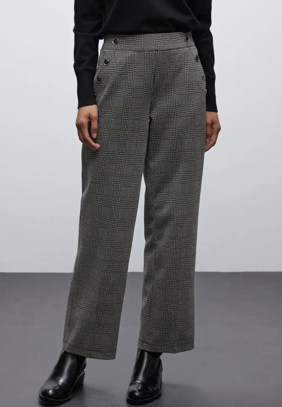 Geruite straight legs broek