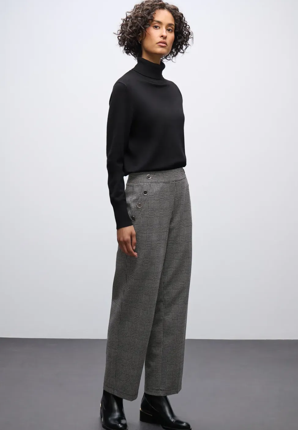 Geruite straight legs broek