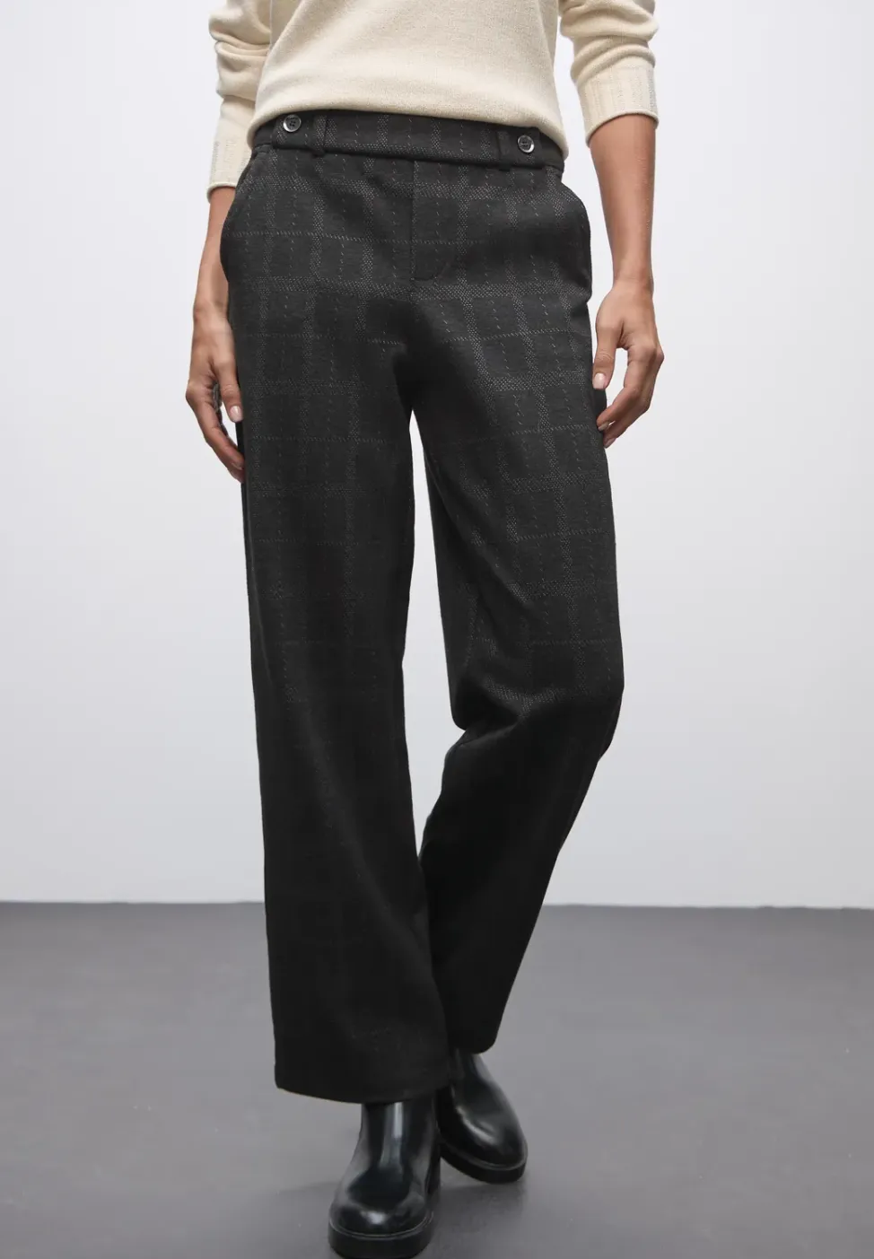 Geruite straight legs broek