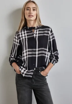 Geruite blouse met ruches