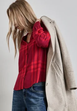 Geruite blouse met ruches