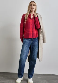 Geruite blouse met ruches