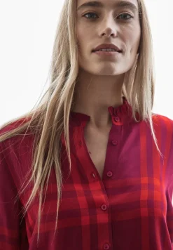 Geruite blouse met ruches