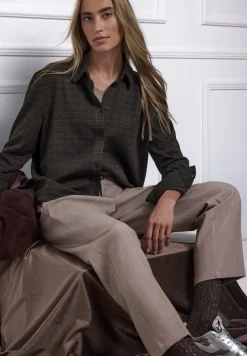 Geruite jacquard overhemdblouse