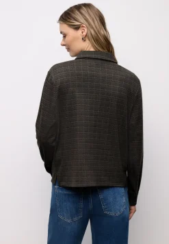 Geruite jacquard overhemdblouse