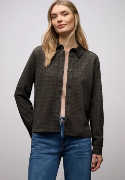 Geruite jacquard overhemdblouse