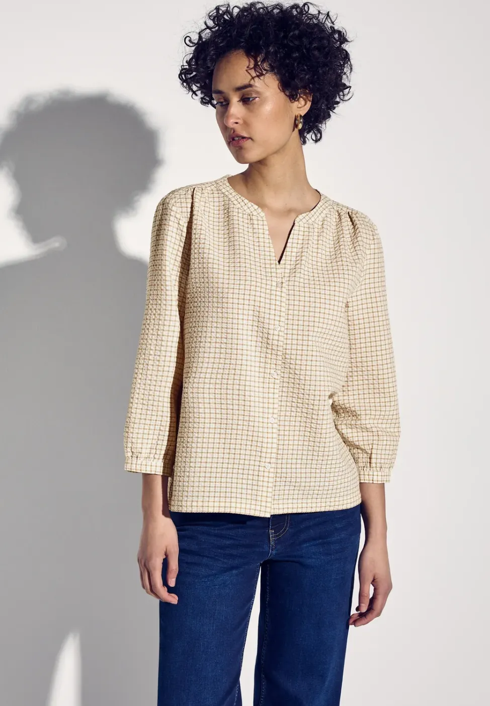 Geruite seersucker blouse