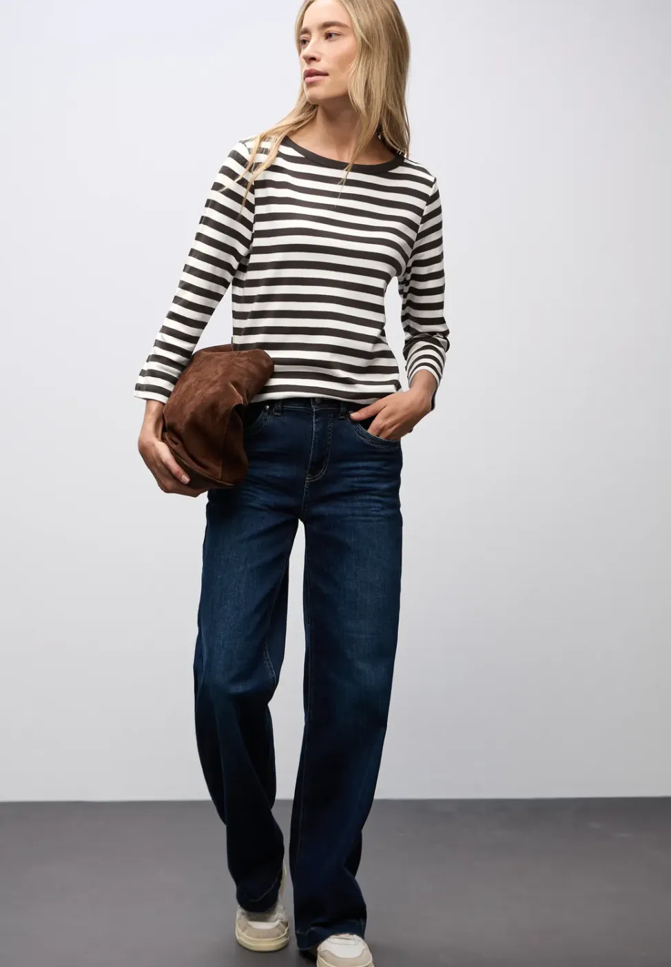 Gestreept boothals shirt