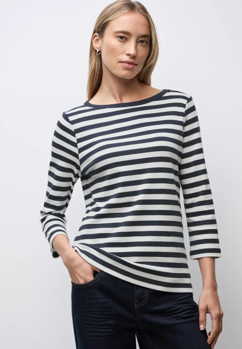 Gestreept boothals shirt