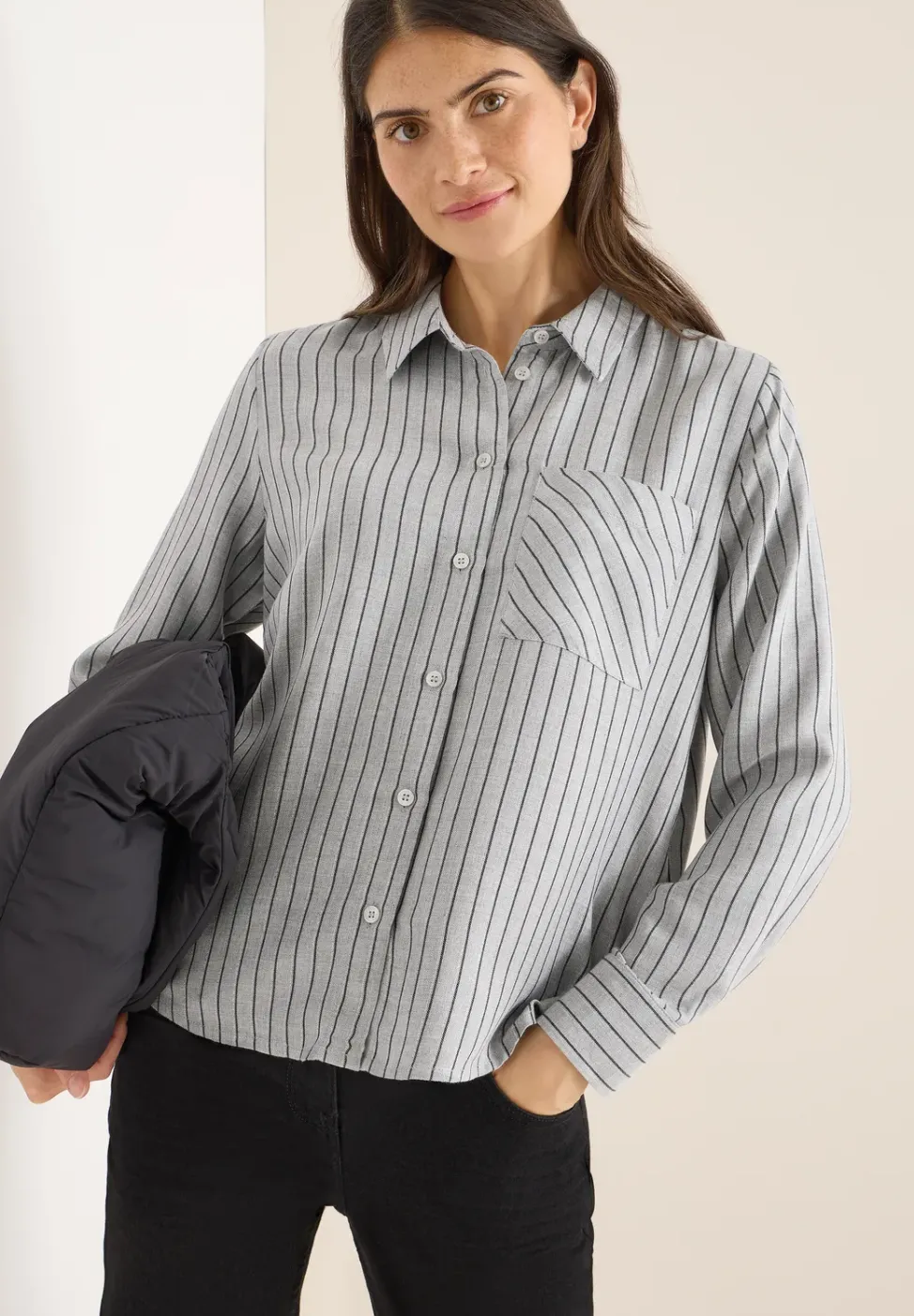 Gestreept flanellen overhemd blouse