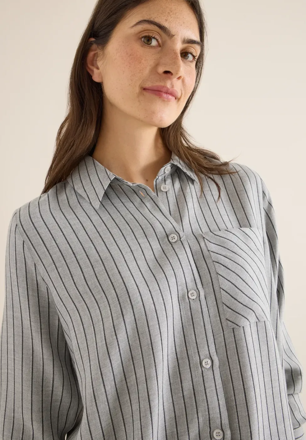Gestreept flanellen overhemd blouse
