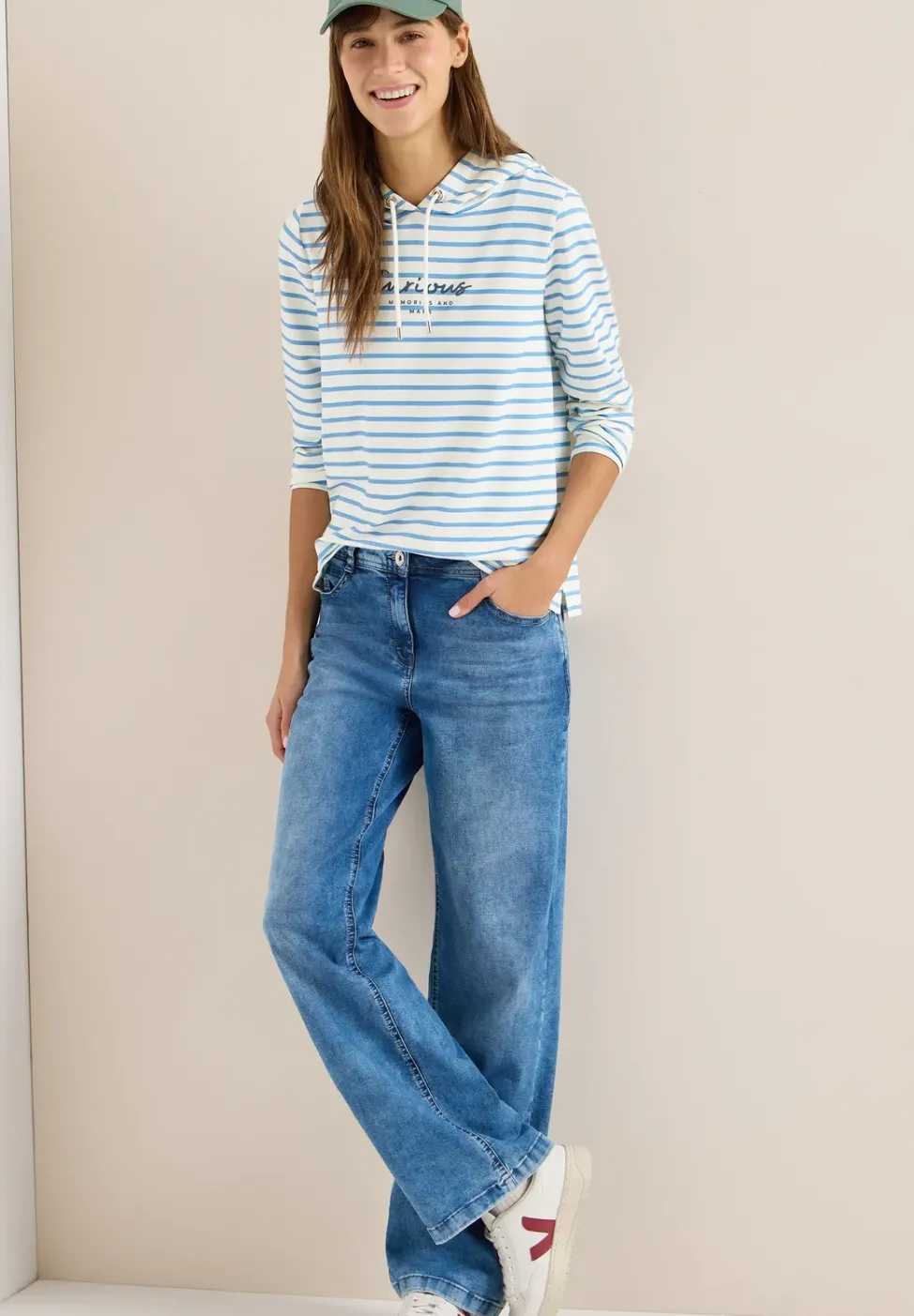 Gestreept shirt met capuchon