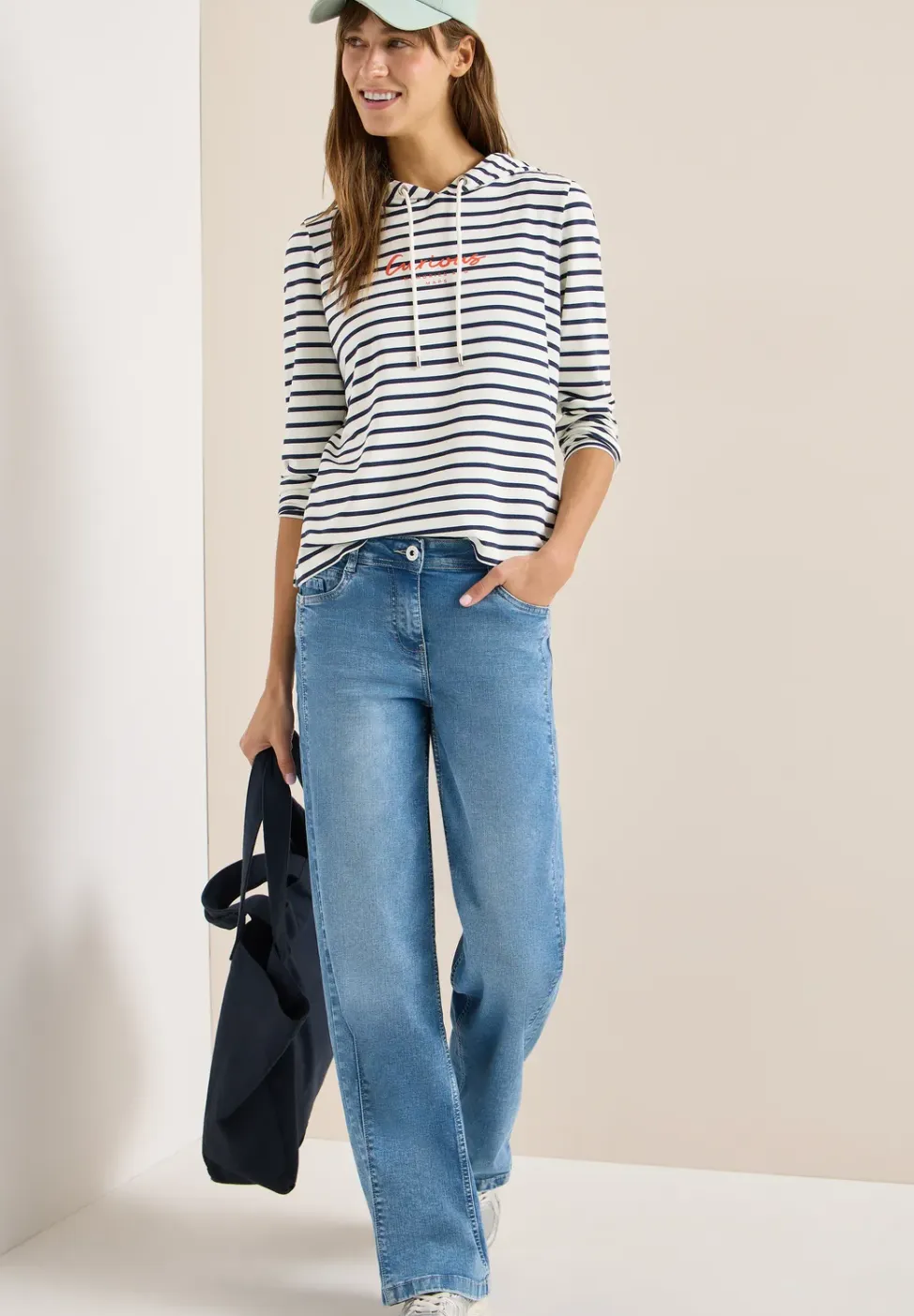 Gestreept shirt met capuchon