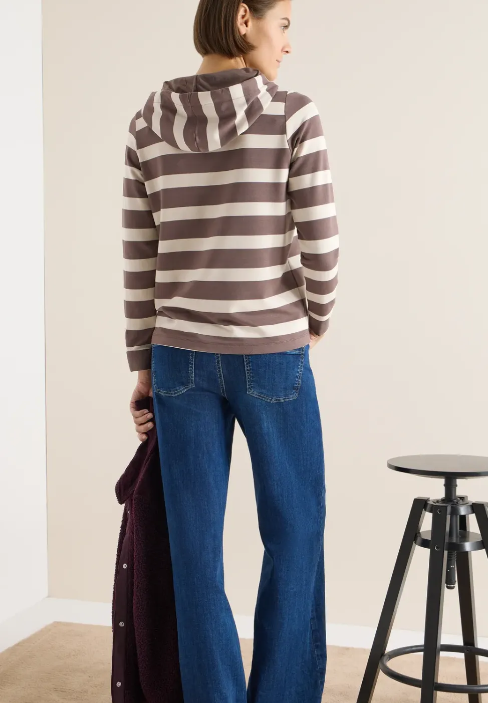 Gestreept shirt met capuchon