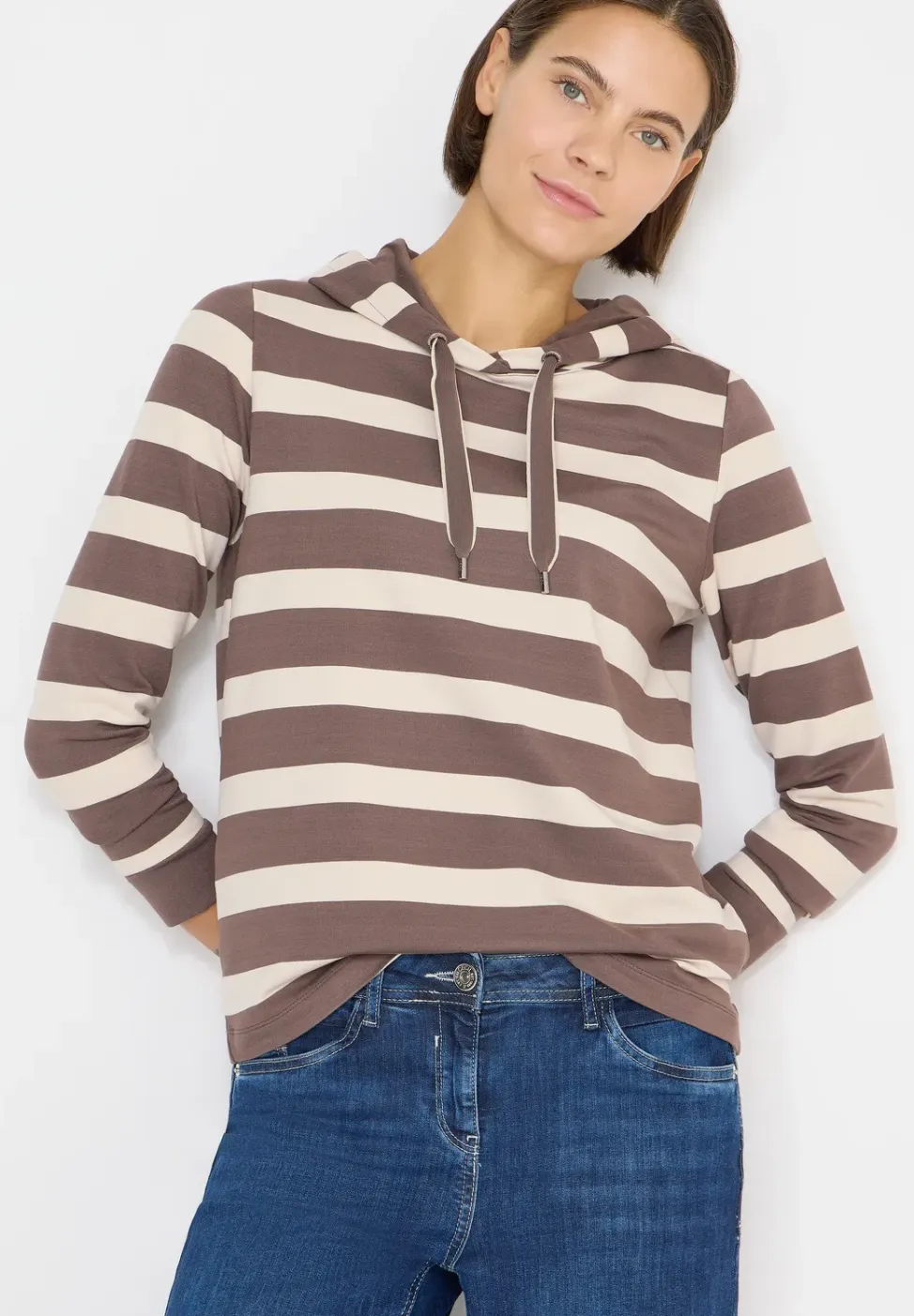 Gestreept shirt met capuchon