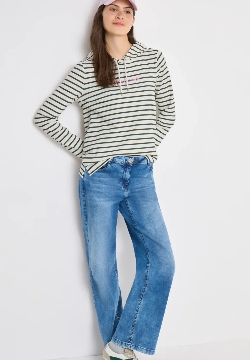 Gestreept shirt met capuchon