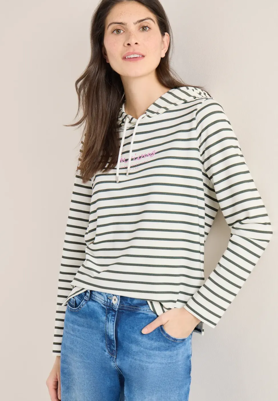Gestreept shirt met capuchon