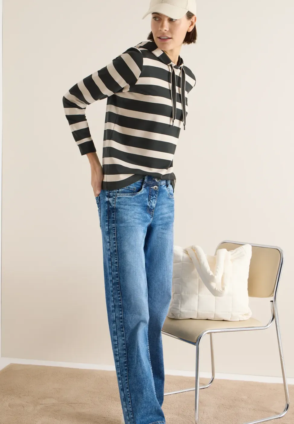 Gestreept shirt met capuchon