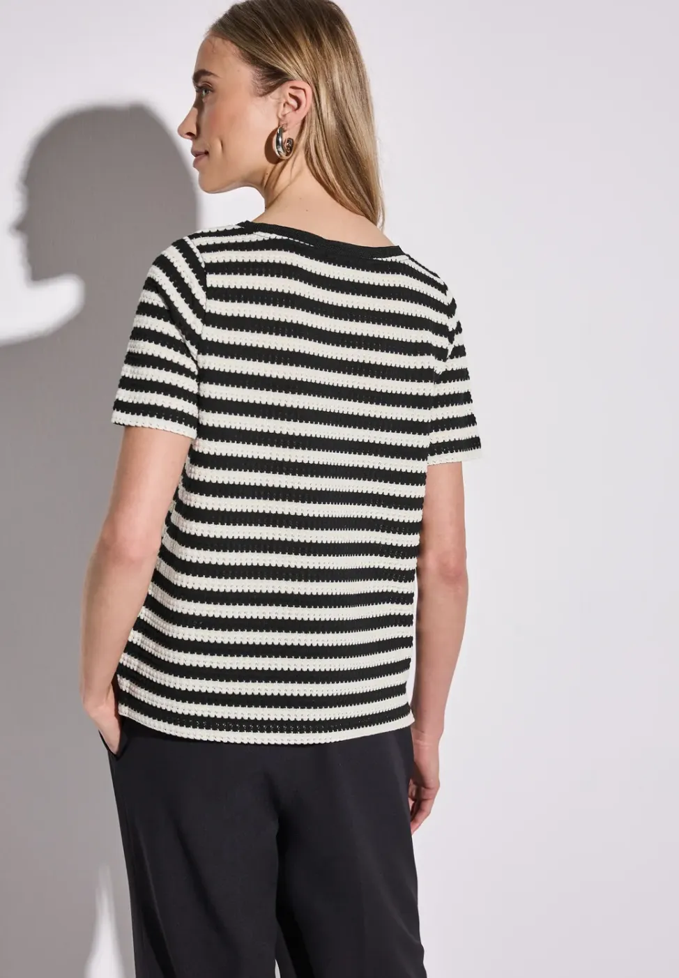 Gestreept shirt met gebreide look