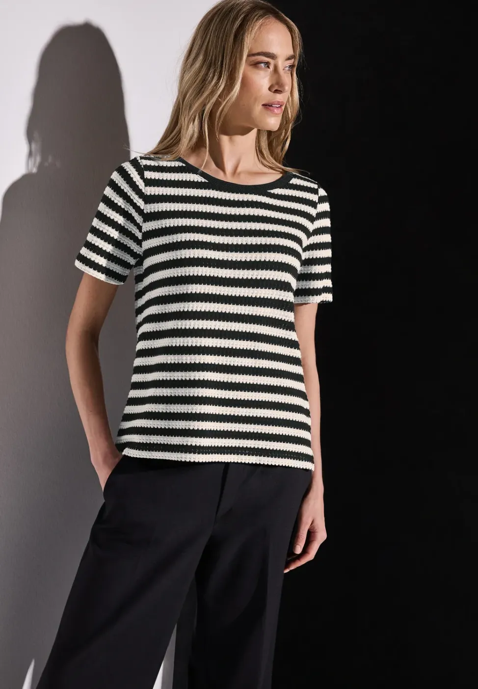 Gestreept shirt met gebreide look