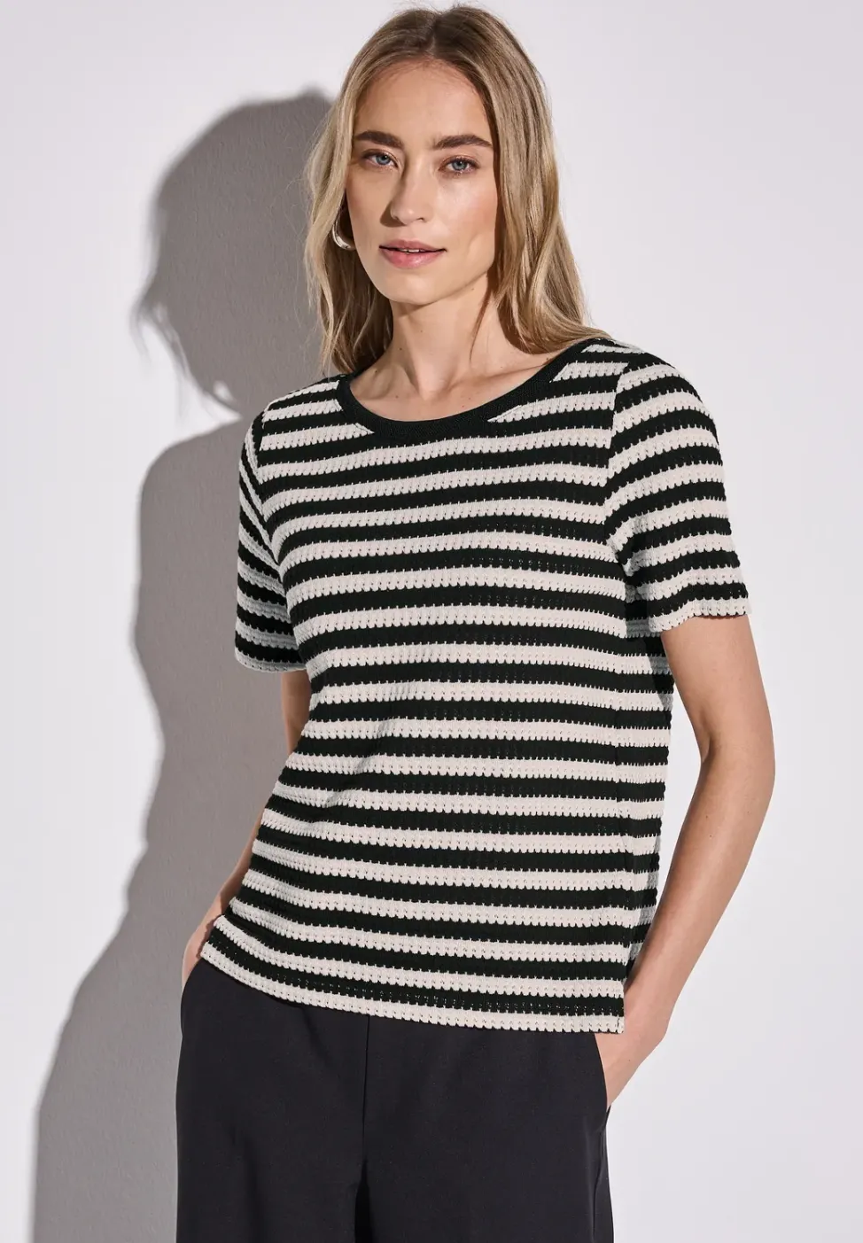 Gestreept shirt met gebreide look