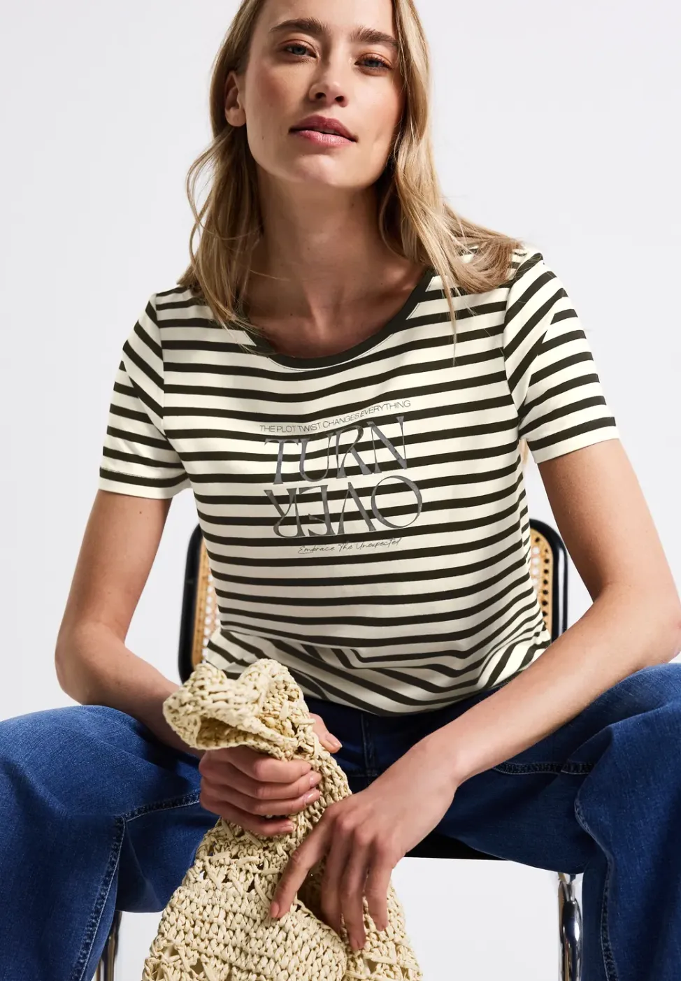 Gestreept shirt met print