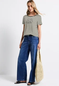 Gestreept shirt met print