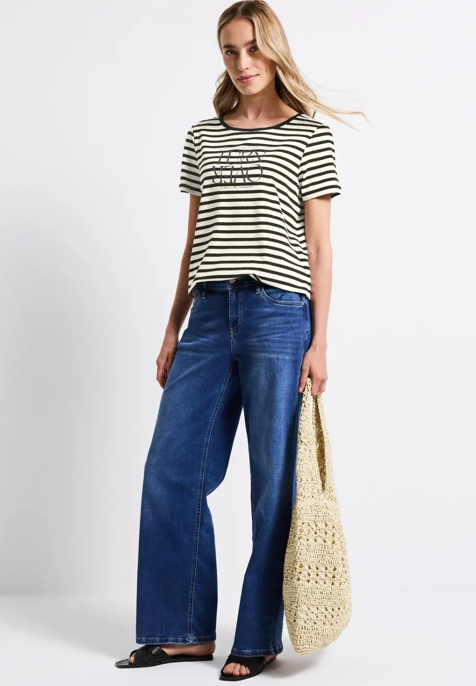 Gestreept shirt met print