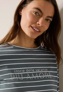 Gestreept shirt met tekst