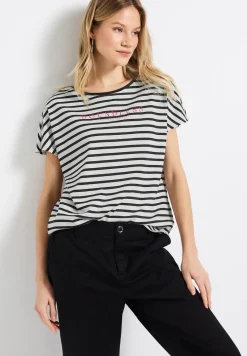 Gestreept shirt met tekst