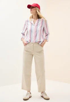 Gestreepte blouse met gespleten hals